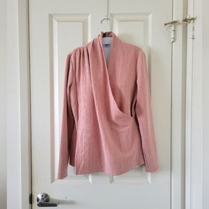 209wst38 | Pretty Pink Ribbed Long Sleeve Surplus Top (SIZE S)